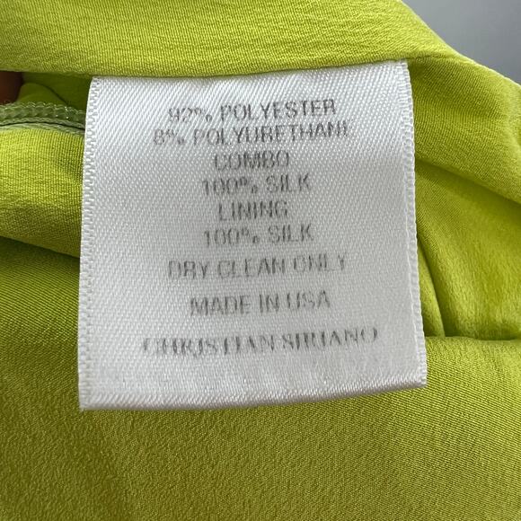 CHRISTIAN SIRIANO Neon Lime Green Peplum Hem Long Maxi Dress Sleeveless Size 8 - Picture 9 of 9